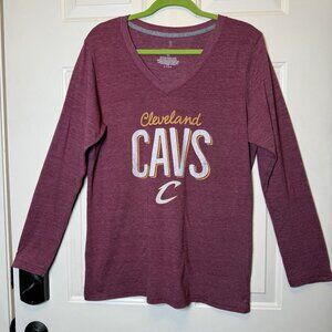 NBA Women’s Sz 2X Cleveland Cavs V-neck Long Sleeve Shirt Fanatics